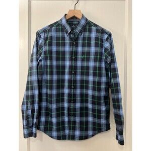 American Eagle Outfitters Classic Button Down Shirt L/S Blue Green Plaid Men's S